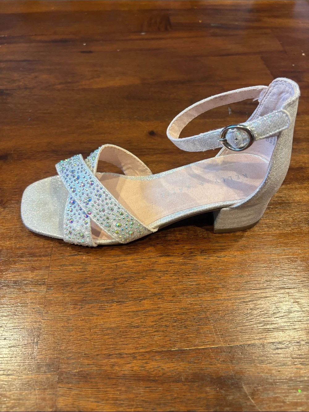 Kelly & Katie Glitter Cross-Strap Ankle Strap Sandals - silver. Size 13